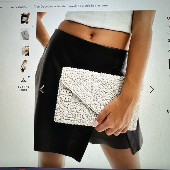 True Decadence beaded envelope clutch in ivory - Picture 3 of 6